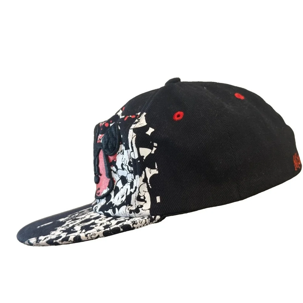 Disney Parks Mickey Mouse All Over Print Black Red Closed Back Hat Youth Size